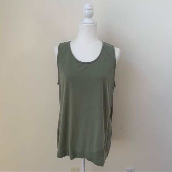 CJ Banks Sage Green Cross Sleeveless Tank Top - Picture 7 of 7